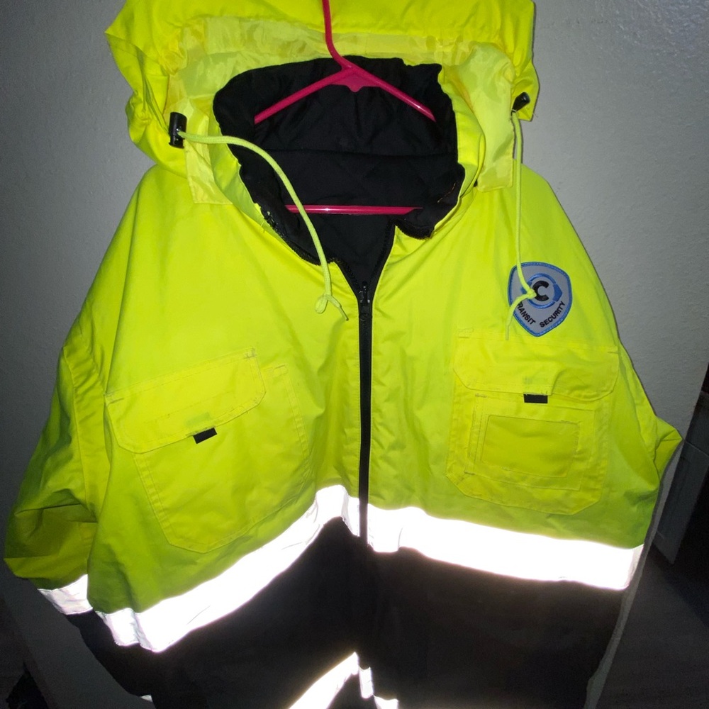 2XL Yellow and Black Hooded puff security Jacket